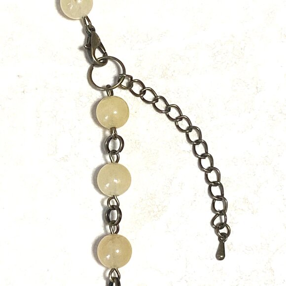 Genuine Yellow Aventurine Short Necklace,Bronze Slim Mushroom + Natural Gemstone - Picture 12 of 16